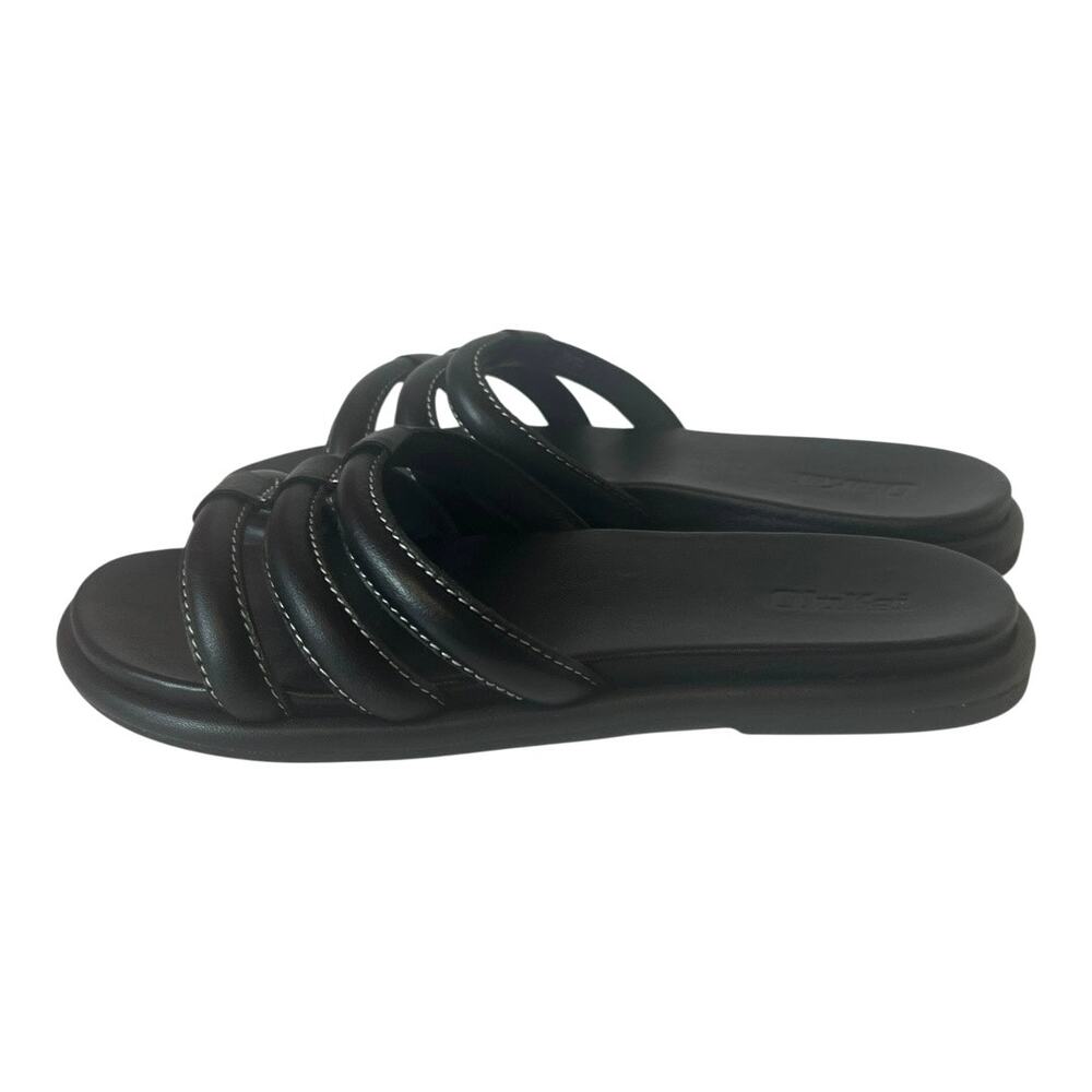 Olukai Tiare Slide Black Leather Slip On Sandals Women Size 7 - Picture 4 of 11